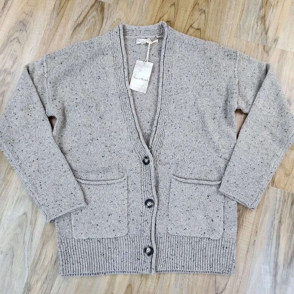 🩵NWT Hem & Thread Tan Long Sleeve Cardigan Sweater Small - Picture 4 of 12